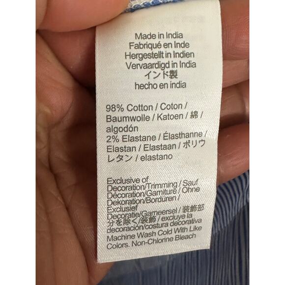 J. Crew Dress Womens Large Smocked Flutter-Sleeve Midi Blue White Womens Resort - Picture 5 of 8